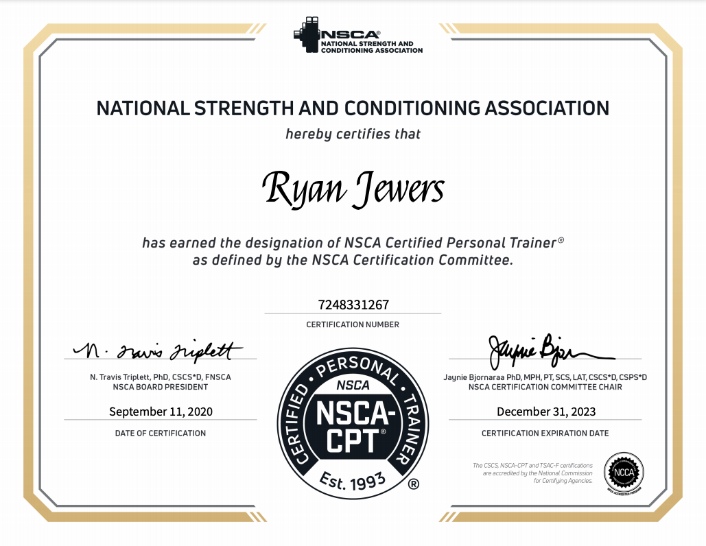 Image of Ryan's certificate.